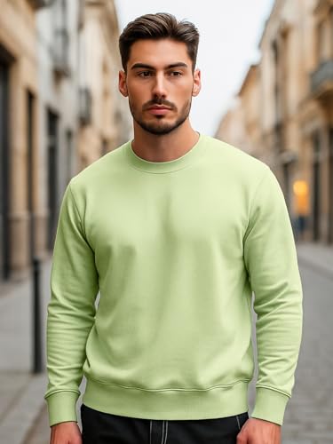 Image of Nobero Sweatshirts for Man Stylish | 280 GSM Rich Cotton Fleece Solid Regular Fit Full Sleeve Sweatshirt for Men | Stylish Casual Wear Winter Crew Neck Sweatshirt for Men