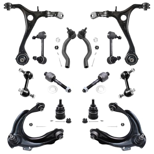 Image of Detroit Axle - 14pc Front End Control Arms Kit for 04-08 Acura TSX, 03-07 Honda Accord, Control Arms Tie Rods Lower Ball Joints Front and Rear Sway Bar Links 2003 2004 2005 2006 2007 Replacement