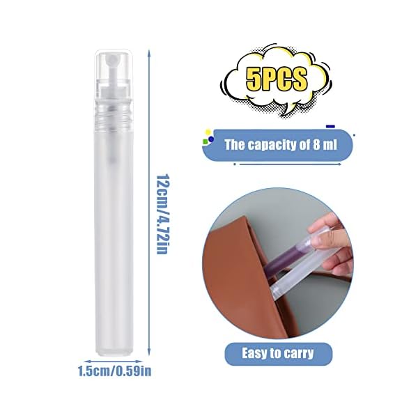 KINBOM 5 Stück 10ml Parfümzer Stäuberflaschen, Matter Kunststoff Nachfüllbar Sprühflaschen Klein für Reisen Feiner Nebel… – Bild 3