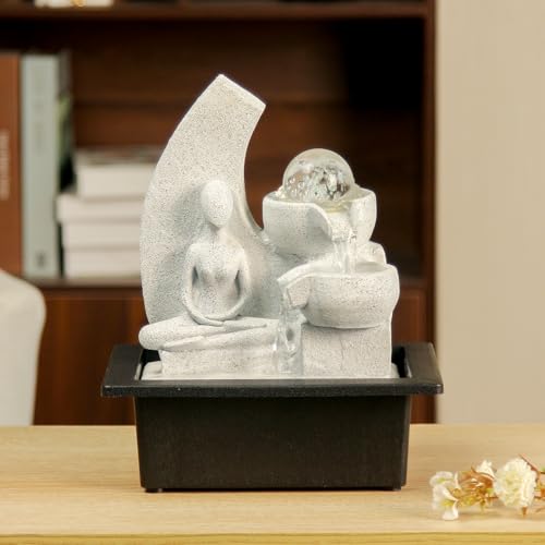 TiCin Fonte de água de mesa com luz giratória, design decorativo ...