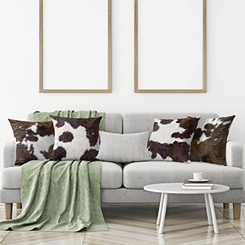 Lhaifa Cow Print Decorative Throw Pillow Covers Cowhide Accent Printing Couch Pillows For Living Room 18X18 Set Of 4 Decorative Pillows For Couch Bed Living Room Sofa Outdoor Car Pillow Covers #TOP4