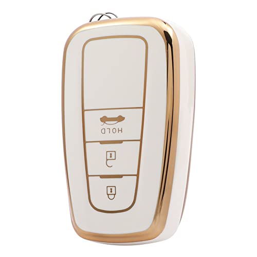 Suitable For Toyota Crown Corolla Camry Key Ring,3 Buttons Carsmart Key, Super Soft Tpu All-Dimensional Key Protective Cover (White) #TOP1