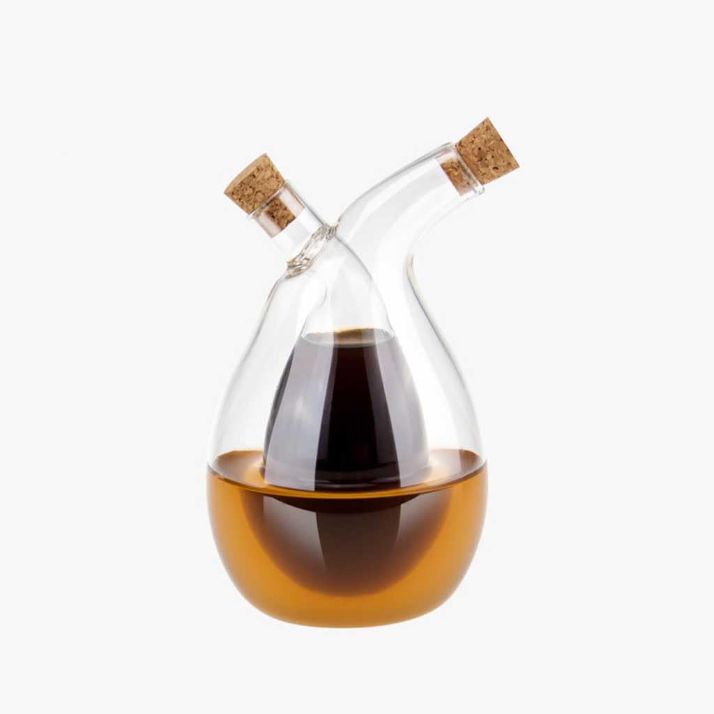 Dispensador de aceite y vinagre de cristal, Dispensador de aceite y vinagre de vidrio 2 en 1 de 6,3 pulgadas