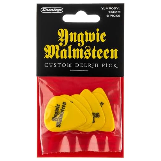 JIM DUNLOP Púas Signature Yngwie Malmsteen Delrin 1,14mm Saco de 6, Amarillo