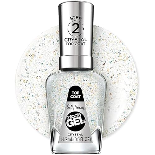 Sally Hansen Miracle Gel™, Crystal Top Coat, Long Lasting, Gel-Like Formula, No UV Lamp Needed, Clear Nail Polish