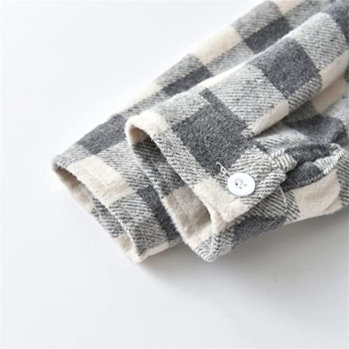 Toddler Kids Spring Jacket Boy Girl Plaid Long Sleeve Lapel Button Shacket with Pocketed Casual Flannel Shirt Coat3