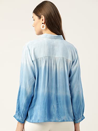Image of Maaesa - Women Handcrafted Tie-Dye Rayon Shirt | Casual & Office Wear | Relaxed Fit | Long Sleeve | Breathable & Lightweight Fabric