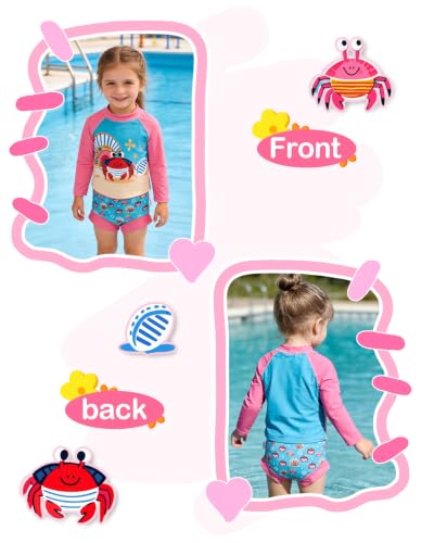 Image of ALVA 2 Pcs Long Sleeve Rash Guard Swim Diaper Sets, Baby Toddler Swimsuit UPF 50+ Sun Protection for Boy and Girl