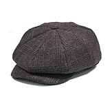 TINGSHC BKSYOFU Gorra Octogonal de Tweed de Color Caqui Claro, Gorra Informal Europea y con Lengua de Pato, Boina de Pintor for Hombre(Large)