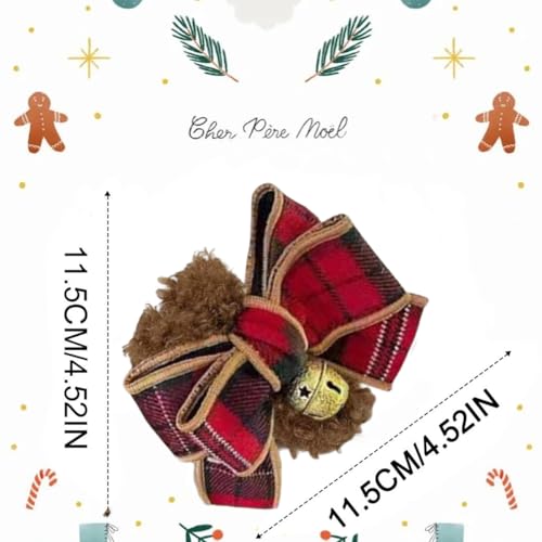 Pinza para cabello Brown grande con diseño navideño miniatura 6