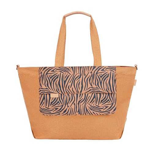 Babymoov Wickeltasche Tote Bag Zebra, Wickeltasche, Kapazität von 35l, zahlreiche Staumöglichkeiten, Wickelunterlage, Kinderwagenbefestigung und Schultergurt inbegriffen, abnehmbare kleine 3l Tasche