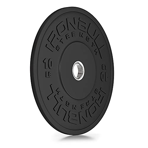 Placas de parachoques HD de 2 pulgadas (individual) – Una (1) placa de peso de goma individual de 10 libras en libras (LB) para pesas olímpicas – ideal para entrenamiento cruzado, levantamiento de