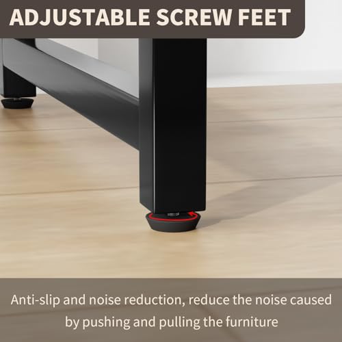 Image of PayLessHere | 47 Inch Computer Desk | Brown | Office Desk with Metal Frame, Adjustable Feet | Water-Resistant, Scratchproof Surface | Sturdy Writing Table for Home Office or Study | Pack of 2