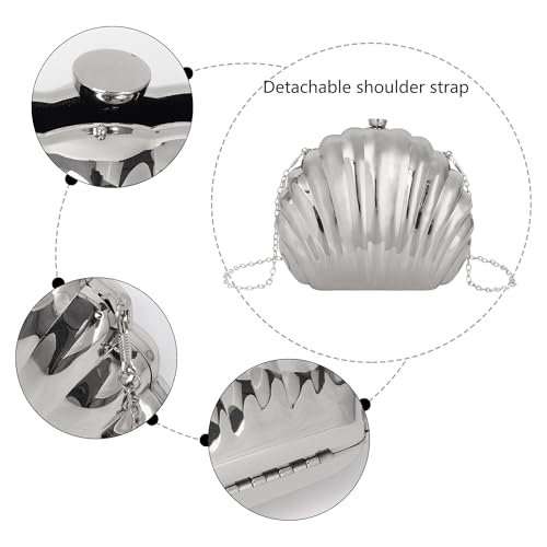 Image of Women Seashell Evening Bag Purse Mermaid Chain Strap Clutch Handbag Shoulder Bag | Seashell