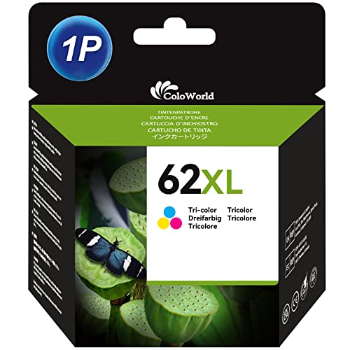 Impresoras Baratas ColoWorld 62 XL Color Cartuchos de Tinta Remanufacturado para hp 62XL Cartucho para HP Envy 5540 5541 5542 5543 5544 5545...