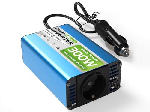MInghaoxin Convertisseur 12V vers 220V 300W Onduleur Voiture, Prise Française + Ports USB,...