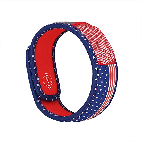 PARA'KITO Mosquito Insect & Bug Protection Wristband - Mosquito Stickers & Bug Spray Alternative - Summer Essentials, Beach Accessories, Hiking & Camping Essentials - Natural Essential Oils (US Flag)