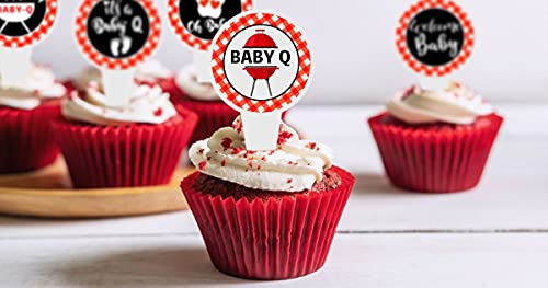 40 Pcs Baby Q Cupcake Topper Bbq Baby Shower Birthday Party Supplies Picnic Party Cake Topper For Summer Barbecue Picnic Baby Shower Birthday Party Decorations #TOP1