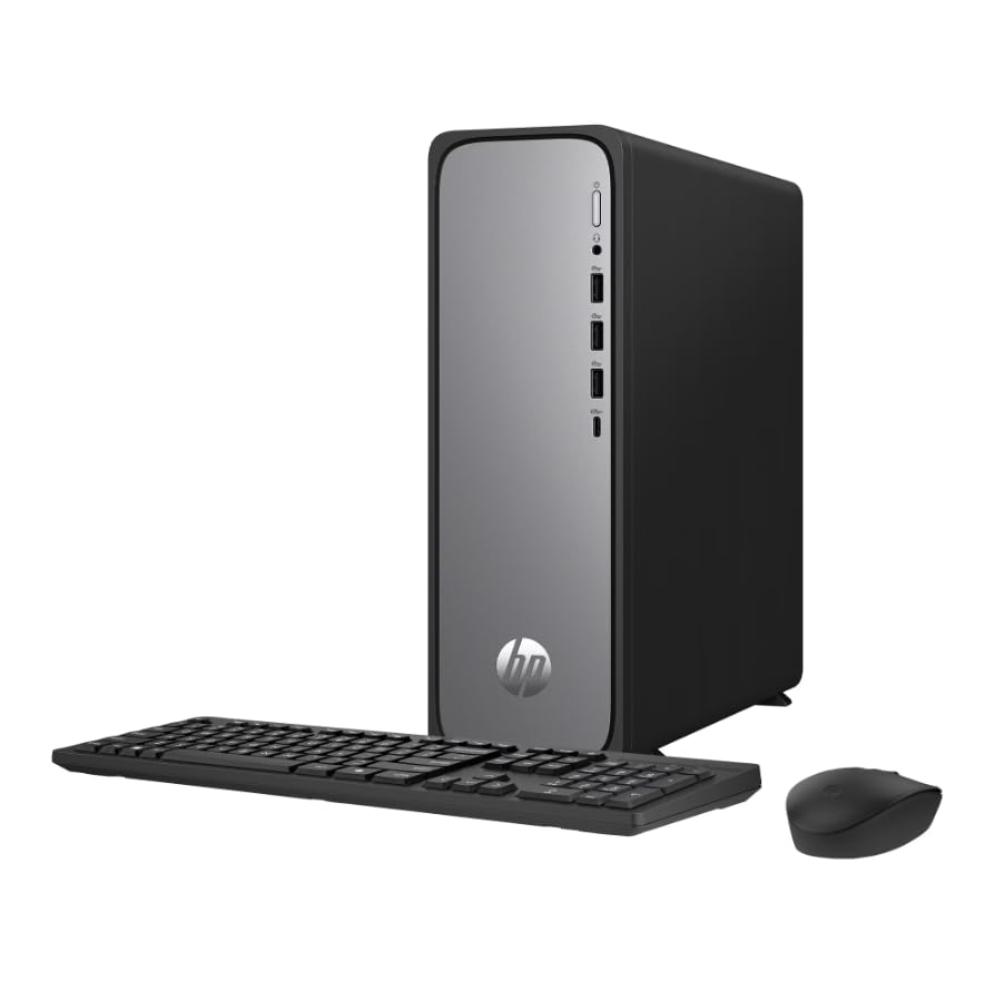 hp omnidesk slim desktop pc, intel core i3-14100, 8gb ram, 256gb ssd, intel uhd graphics 710, windows 11 home, meteor silver, s03-000 (2025) (renewed premium)