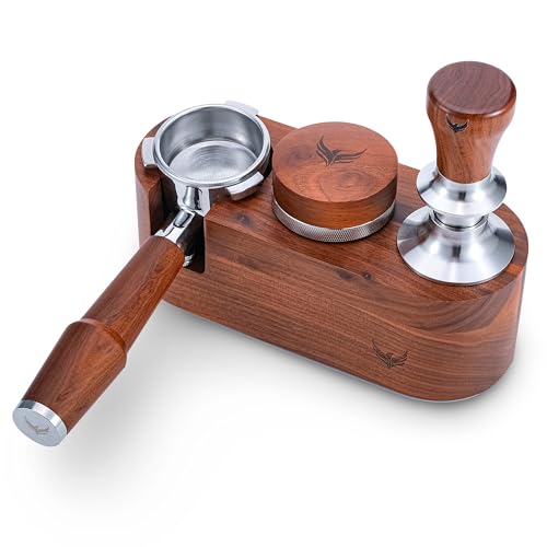 Image of 54mm Espresso Accessories Kit For Breville Bottomless Portafilter, Spring Loaded Tamper, Coffee Distributor & Wooden Tamping Station