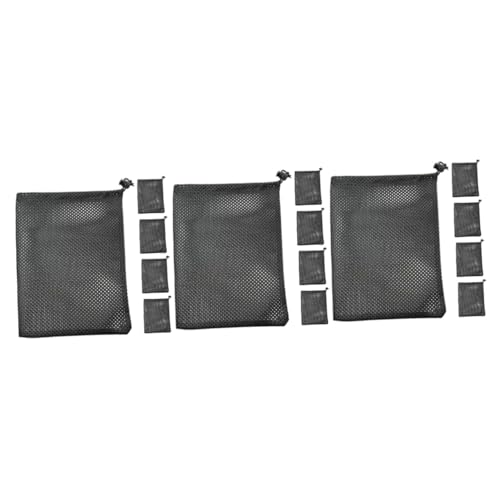 Toyvian 3 Series Bolsa De Malla De Almacenamiento Bolsas Largo Cordón Neto Deportes De Red para De Almacenamiento De Malla Transpirable Poliéster Negro 5 Piezas X 3