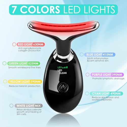 Image of Facial Massager Red-Light-Therapy-for-Face and Neck, Face ๐ฒ culpting Wand with 7 Color (Bright Black)
