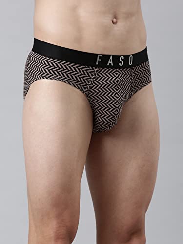 Image of F A S O 100% Organic Cotton Brief for Men | Trendy Soft Stretch Fabric Innerwear | Outer Elastic Twin Layered Underwear for Mens | Elegant Printed Ultra-Light Regular Fit Briefs | Multicolored (Pack of 1)