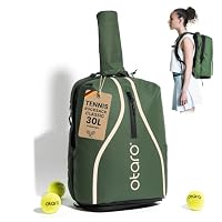 Otaro Tennis Rucksack mit Schuhfach & Laptopfach | 30 L | Tennistasche Herren & Damen inkl. Regenschutz | Tennisschläger Tasche für 2 Rackets | Tennisrucksack Kompakt & Alltagstauglich (Grün)