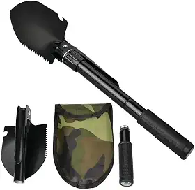 Mini Pá Sobrevivência Multifuncional dobrável de Aço Carbono Portátil com Bússola e Bolsa de nylon Para Camping Trilha Jardinagem