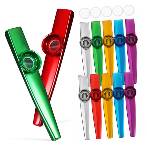 Kazoos métalliques Mikinona lot de 12 instruments de musique compacts et légers