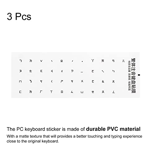 Juego de 3 pegatinas para teclado Chino-Inglés transparente miniatura 3