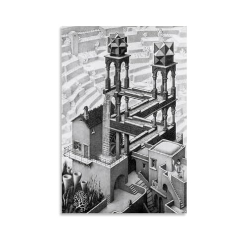 XuXueCC Impression sur toile Maurits Cornelis Escher Cascade - Décoration d'intérieur sans cadre - 30 x 45 cm