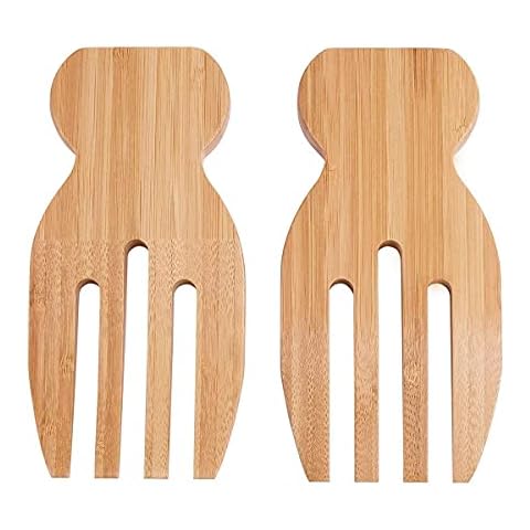 GUODUN Utensilios de cocina de bambú para servidor de ensalada (2 piezas) Cover