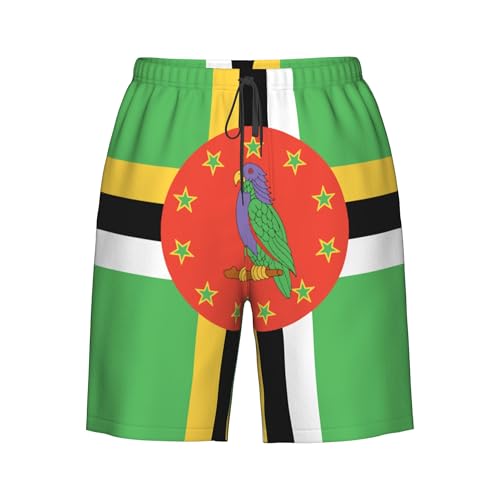 CUTEDWARF Flag of Dominica Men's Swim Trunks Beach Swimwear Beach Shorts Summer Board Shorts