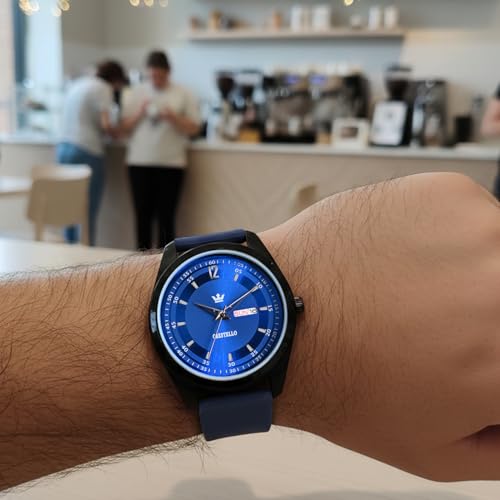 Image of CRESTELLO Silicone Strap Analog Wrist Watch with Day-Date Display for Men | 1 Year Warranty* | CR-BK205