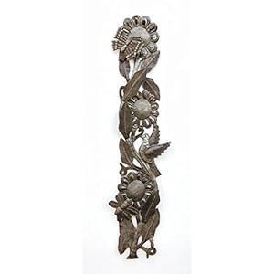   Its-Cactus-Metal-Wall-Decor-Butterflies-Birds-and-Flowers-Indoor-Outdoor-Hanging-Plaques-Handmade-in-Haiti-6-x-29-Inches-Buzzing-with-Flowers