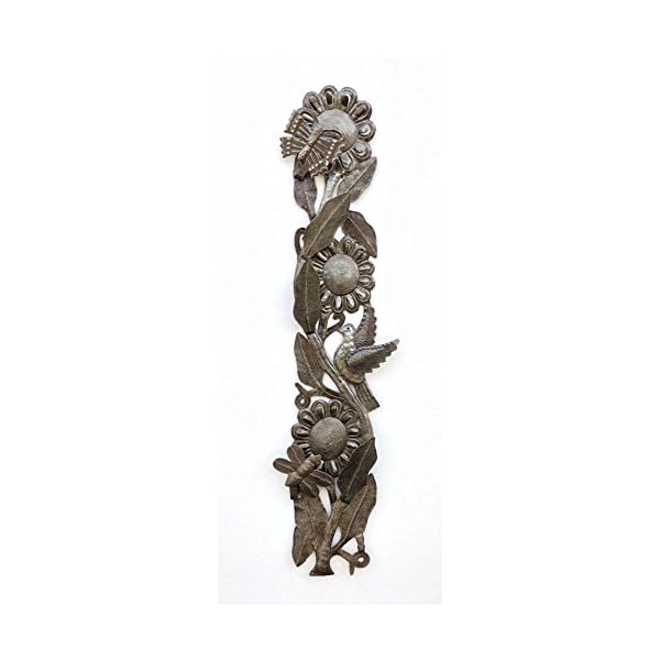   Its-Cactus-Metal-Wall-Decor-Butterflies-Birds-and-Flowers-Indoor-Outdoor-Hanging-Plaques-Handmade-in-Haiti-6-x-29-Inches-Buzzing-with-Flowers
