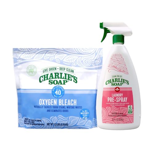 Charlie's Soap Natural Oxygen Bleach Powder and Laundry Pre-Spray 32