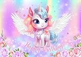 LTLYH 5x3ft Unicorn Birthday Backdrop - Gold Glitter Rainbow Unicorn Photo Background for Girls' Parties & Photo Booths