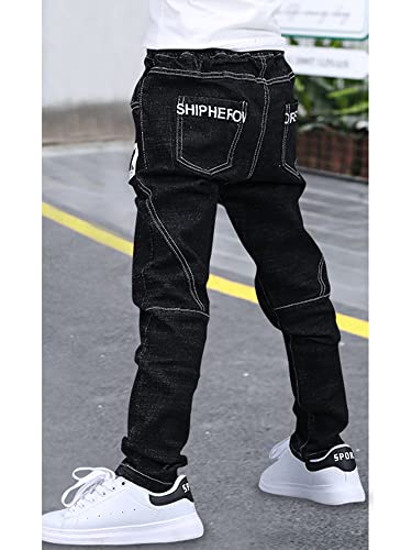 Boys Pull-On Jeans Elastic Waist Casual Outdoor Denim Slacks3