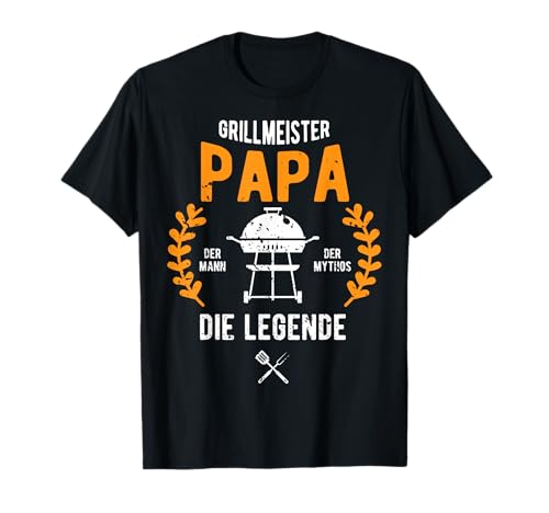 Herren Grillmeister Papa | Grillen Grillfan BBQ Barbecue Vatertag T-Shirt