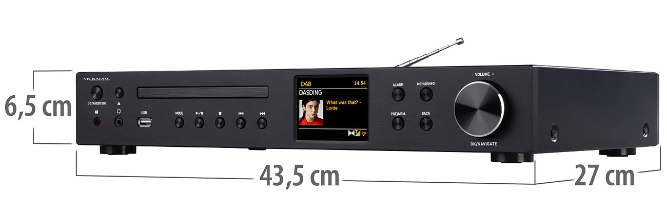 VR-Radio Radio Receiver: WLAN-Internetradio-Receiver, DAB+/UKW, CD, Bluetooth, 200 W, schwarz (DAB Tuner, Stereo DAB+ Internetradio)