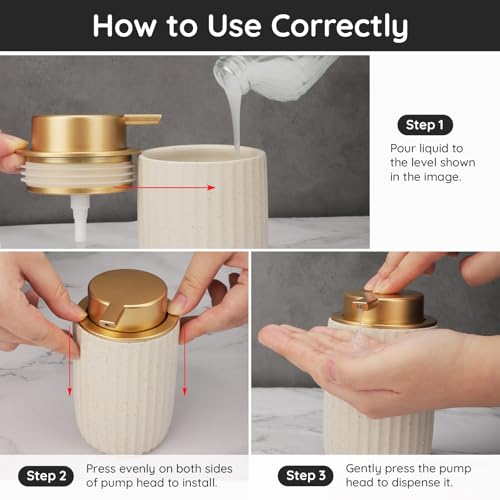 Image of Segbeauty Ceramic Hand Soap Dispenser, 10.8oz Refillable Empty Lotion Shampoo and Conditioner Dispenser, 320ml Shower Body Wash Container Dish Soap Pump Bottle for Kitchen Counter Sink Bathroom Decor