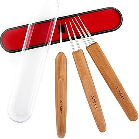 Alileader 0.75mm Dreadlock Crochet Hook - Loc Crochet Needle Double Needle Crochet Hook for Hair Loc Tool for Interlocking Crochet Needle for Dreadlocks 3Pcs/Set(1Hook,2Hook,3Hook) Cover