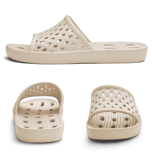 Image of Litfun Shower Shoes for Women Non-Slip Quick Dry Shower Slippers Lightweight Pool Sandals with Drain Holes for College Dorm, Beach, Bathroom & Gym