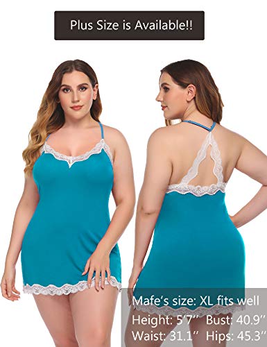 Image of Avidlove Womens Nightgown Sexy Lace Sleepwear V Neck Full Slip Chemise Lingerie Cotton Night Gowns Babydoll Sleepshirt