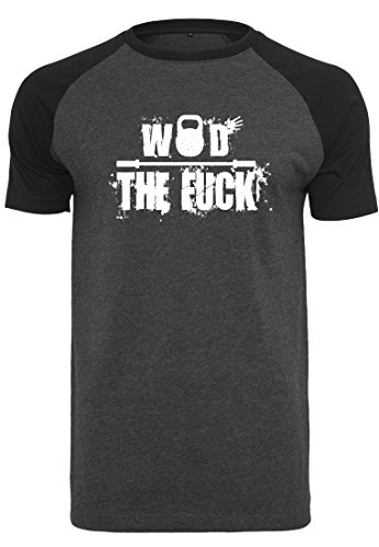 emom WOD The Fuck Gut debout emom Fitness T-shirt de sport pour homme Aspect Baseball M Gris foncé/noir