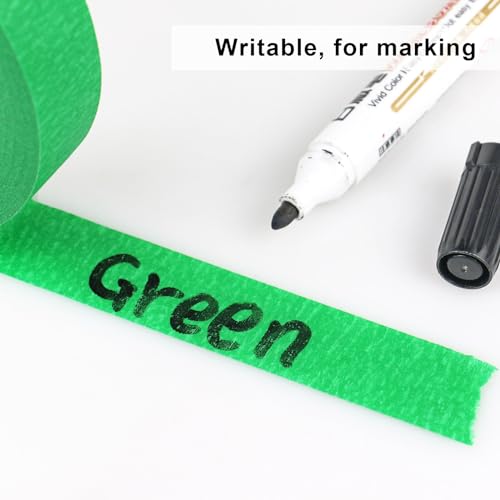 Image of 2 Pack Green Painters Tape - Masking Tape 1 Inch Wide - Multi-Surface, Smart Adhesion, Indoor & Outdoor - 180FT Total - Paint Tape for DIY, Labeling, Art, Car, General Purpose (#3910)