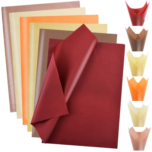 Image of BEISHIDA 90 Sheets Brown Orange Series Tissue Paper Bulk for Gift Wrapping