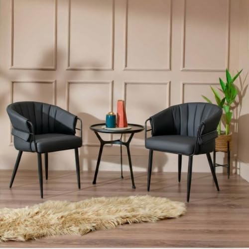 Creative Accent Chairs Set of 2, Black Upholstered, Black Metal Frame, Modern Style Perfect for Living Rooms, bedrooms, Offices, Waiting Areas, or Reading Corners.-image-13